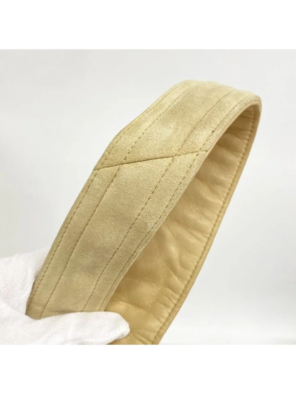 Chanel Shoulder Bag Suede Beige Gold